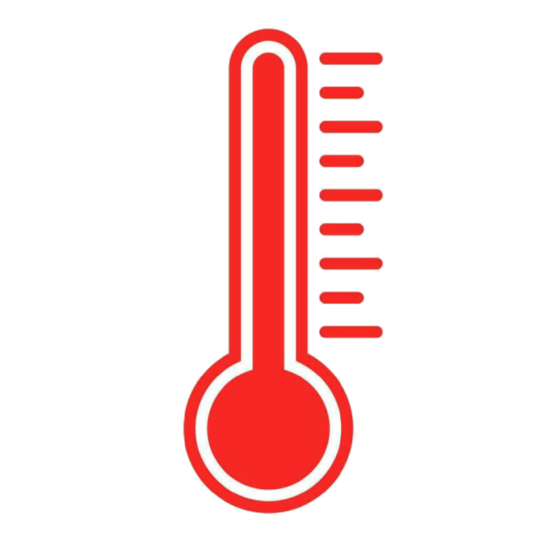 Red thermometer icon indicating a high temperature level.