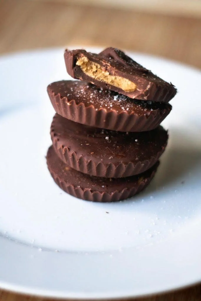Homemade Vegan Dark Chocolate Salted Honey Peanut Butter Cups