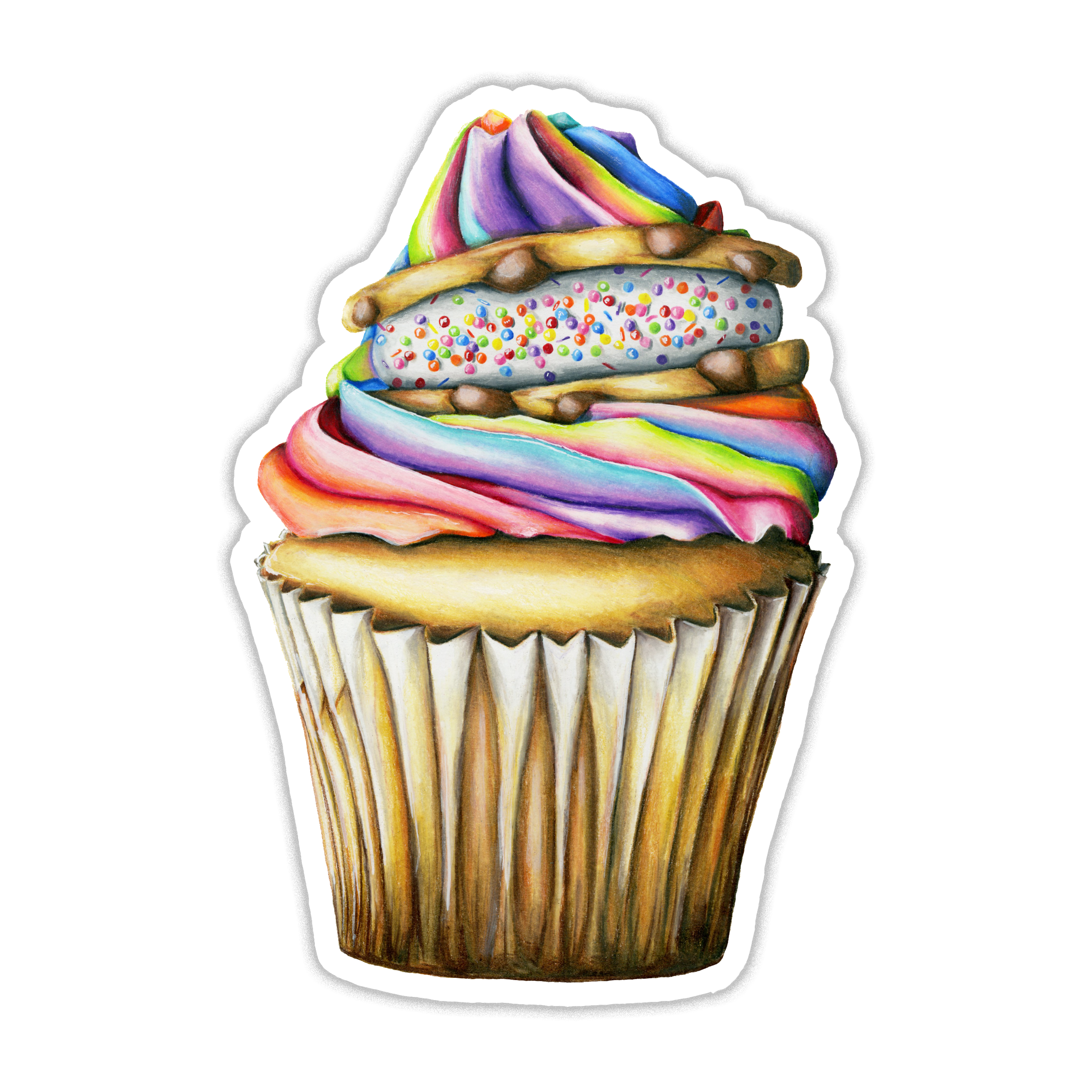 Rainbow Cupcake Sticker