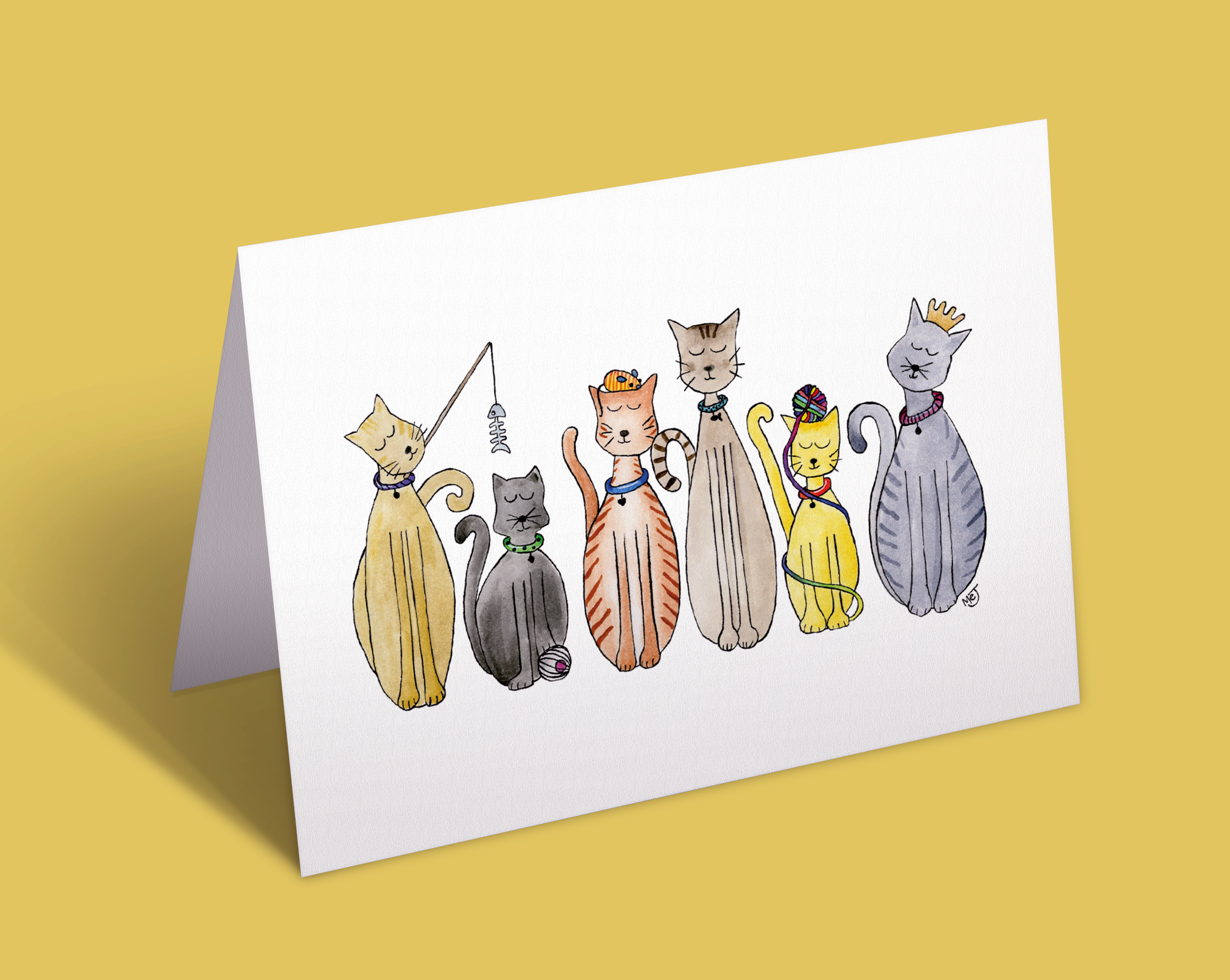 Cat Line Greeting Card