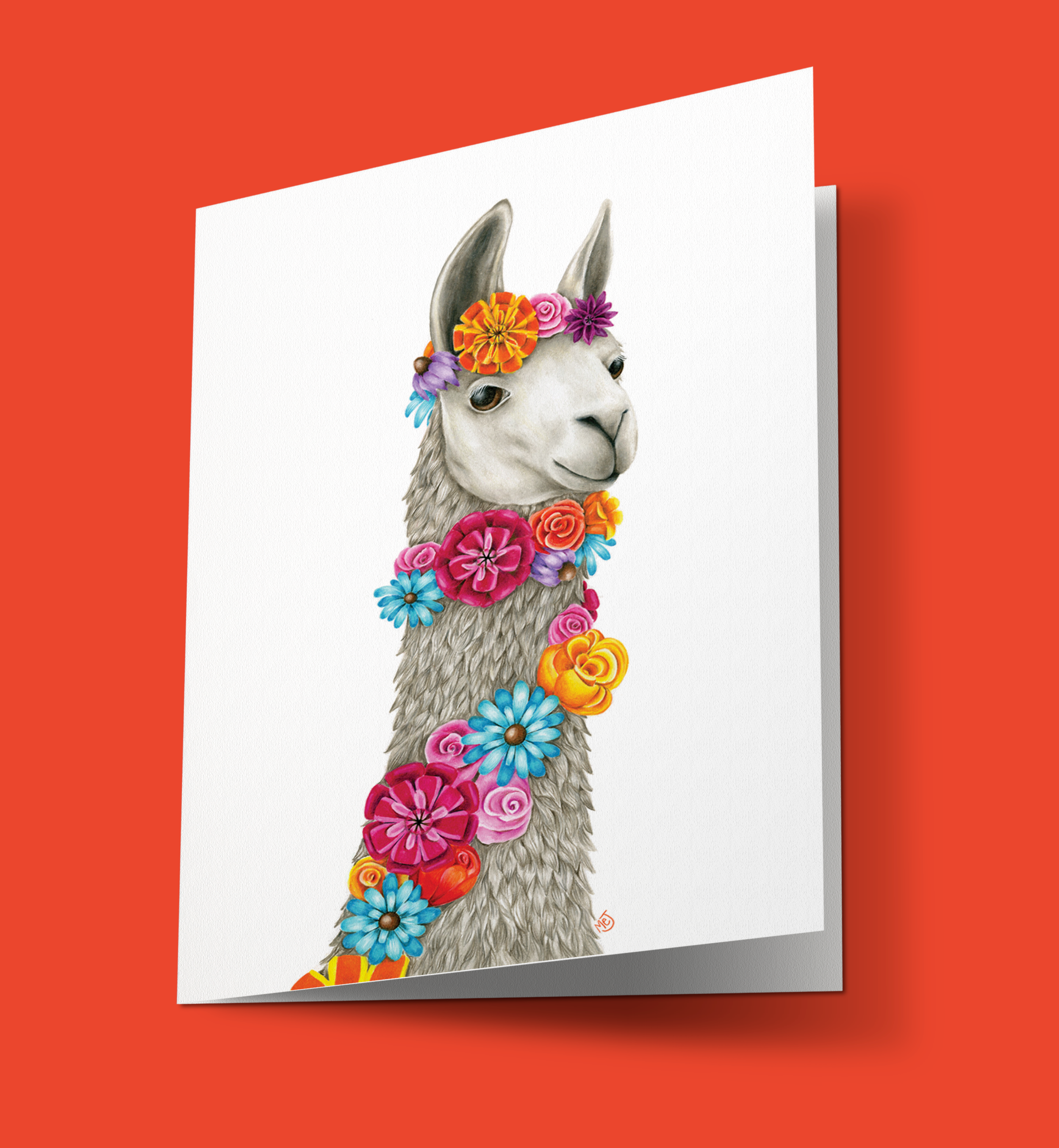 Flower Power Llama Greeting Card