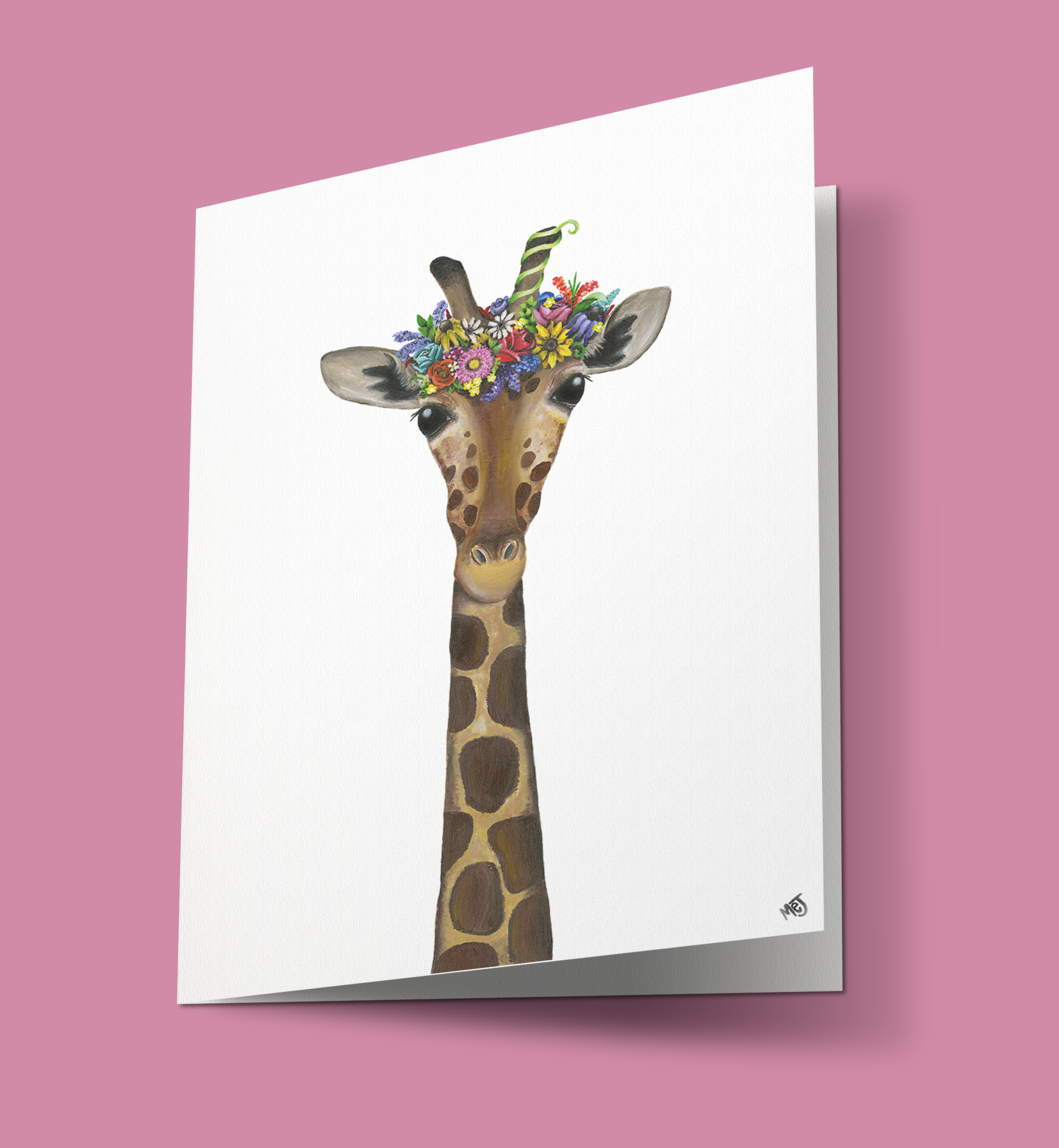 Flower Crown Giraffe Greeting Card