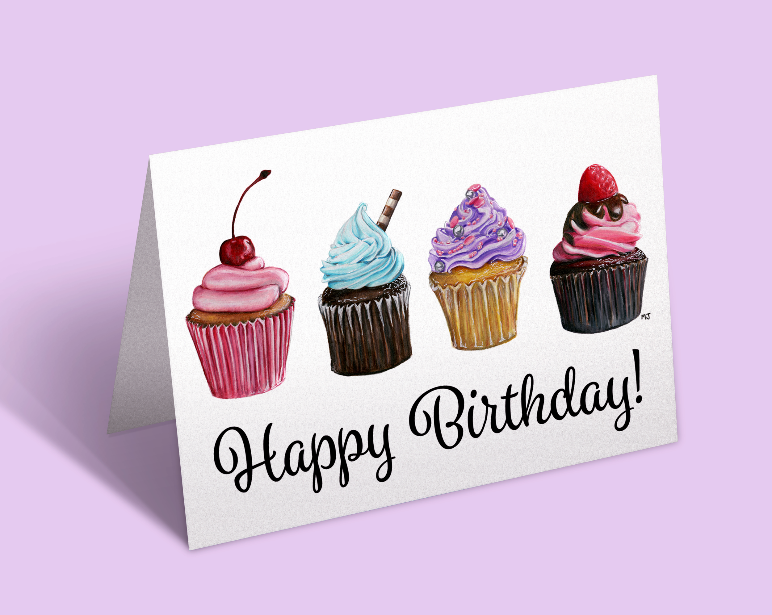 Happy Birthday Cupcakes Greeting Card
