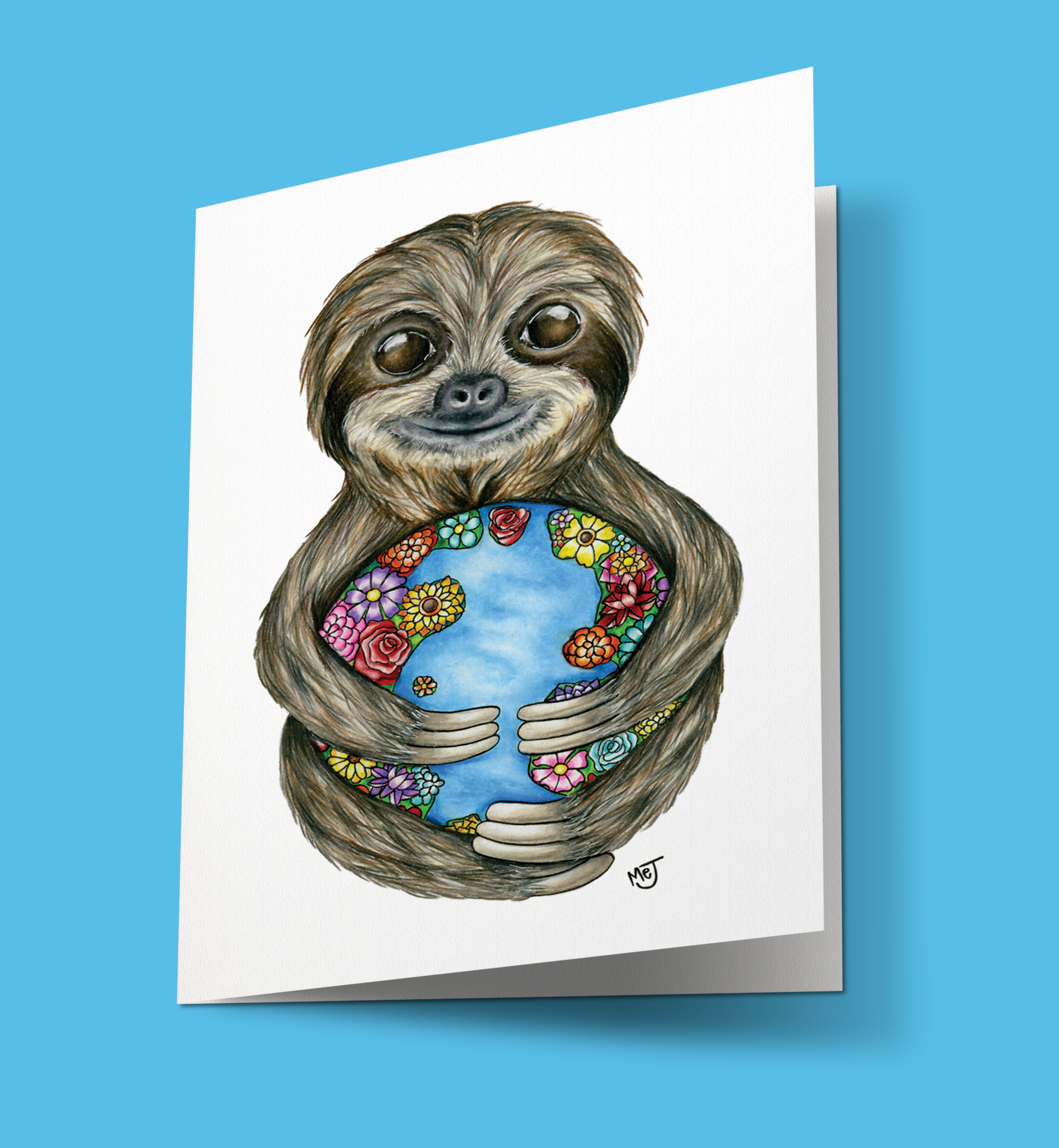 Global Sloth Greeting Card