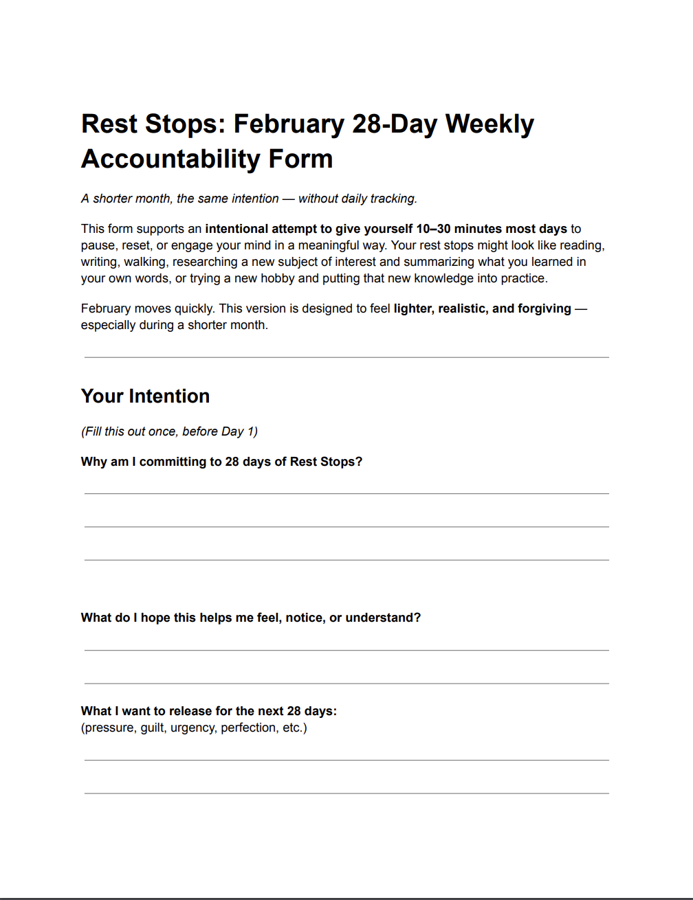 Twenty Eight Rest Stops