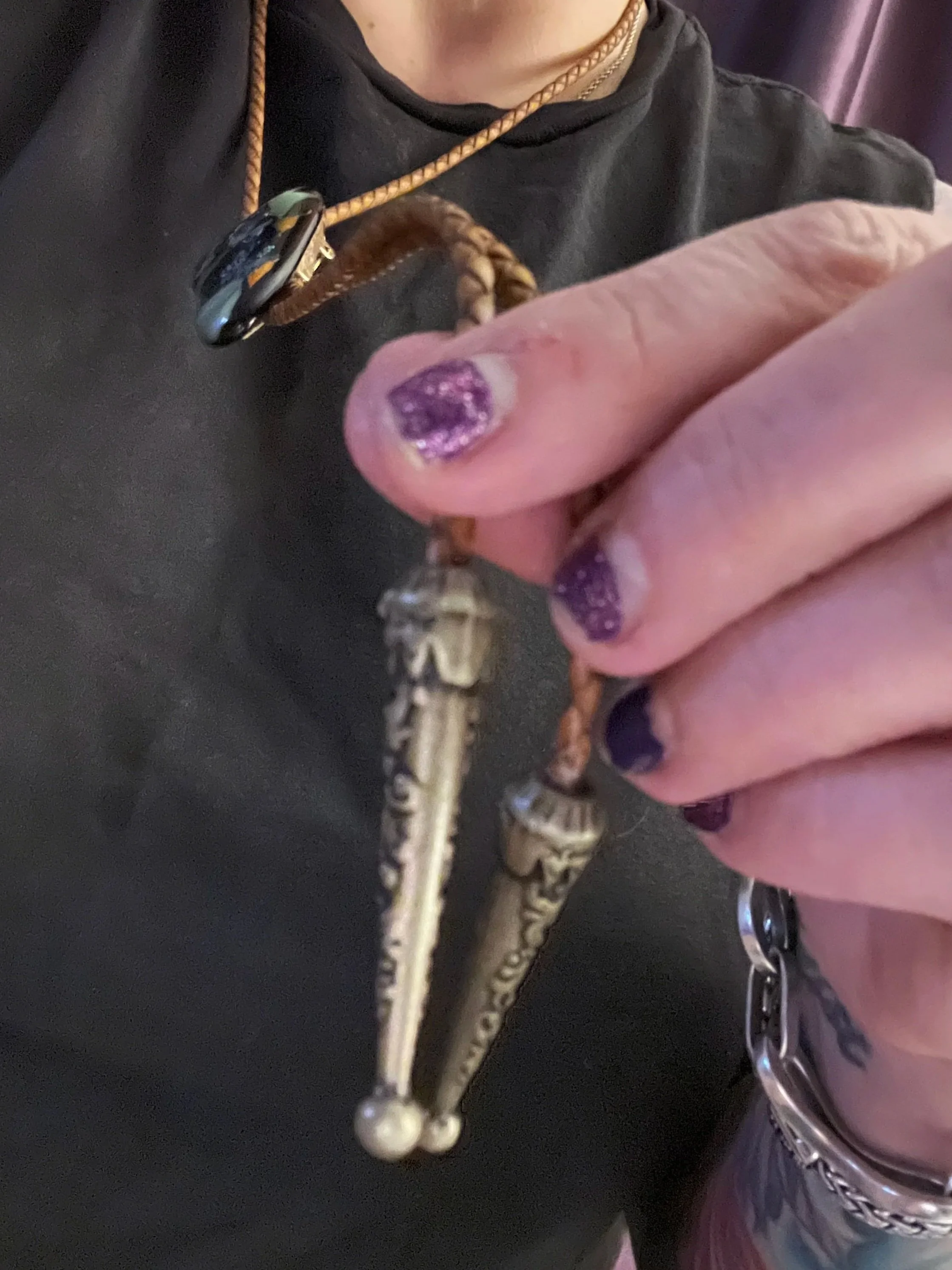 Dichroic Glass Objet d'Art Spirit Stone Bolo #4 close up tips with secret messages