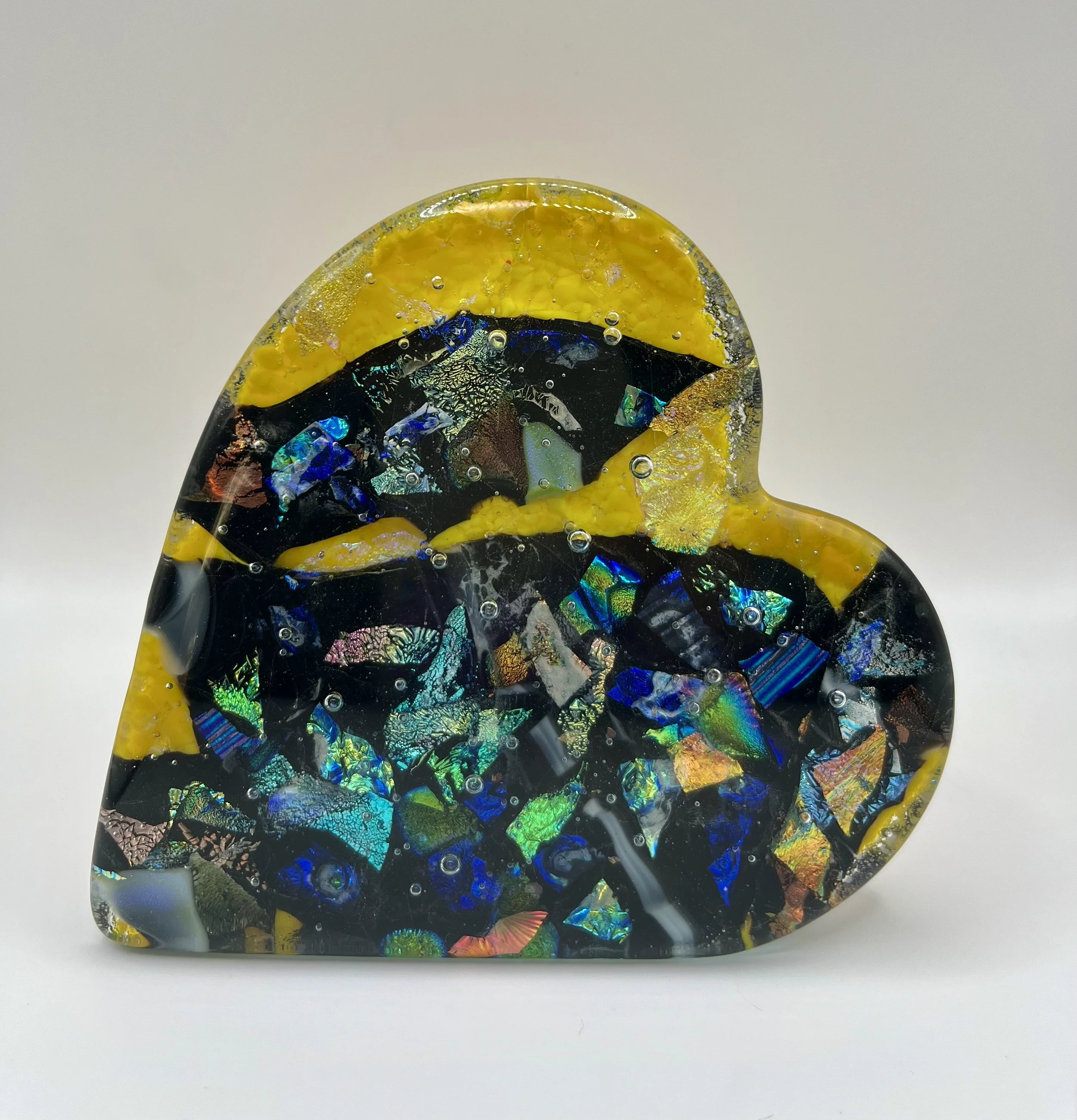 Large Handmade Dichroic Glass Heart Objet D'Art #7