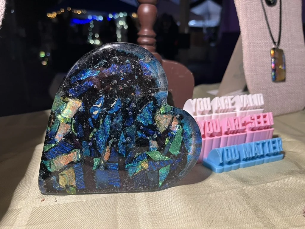 Large, Gallery-Edition Handmade Dichroic Glass Heart Objet D'Art