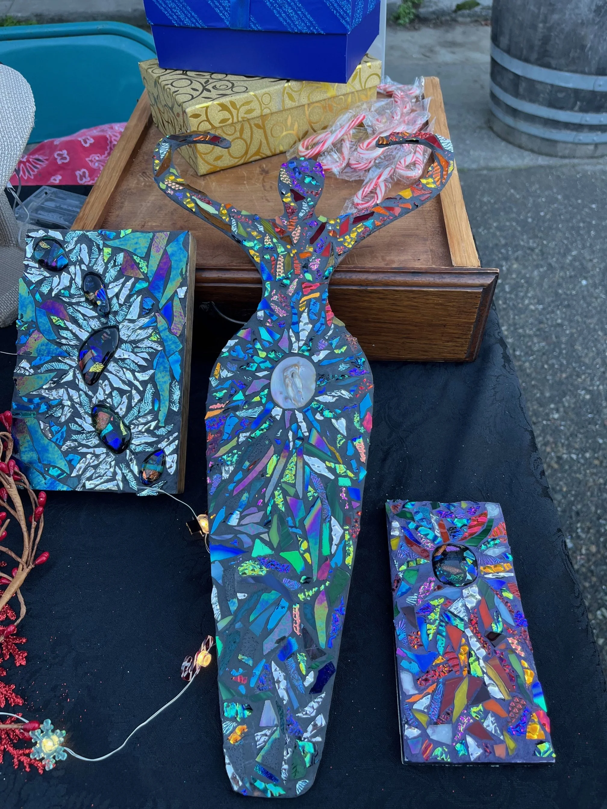 Dichroic Glass Objet D'Art "Spirit Stone" Mosaics