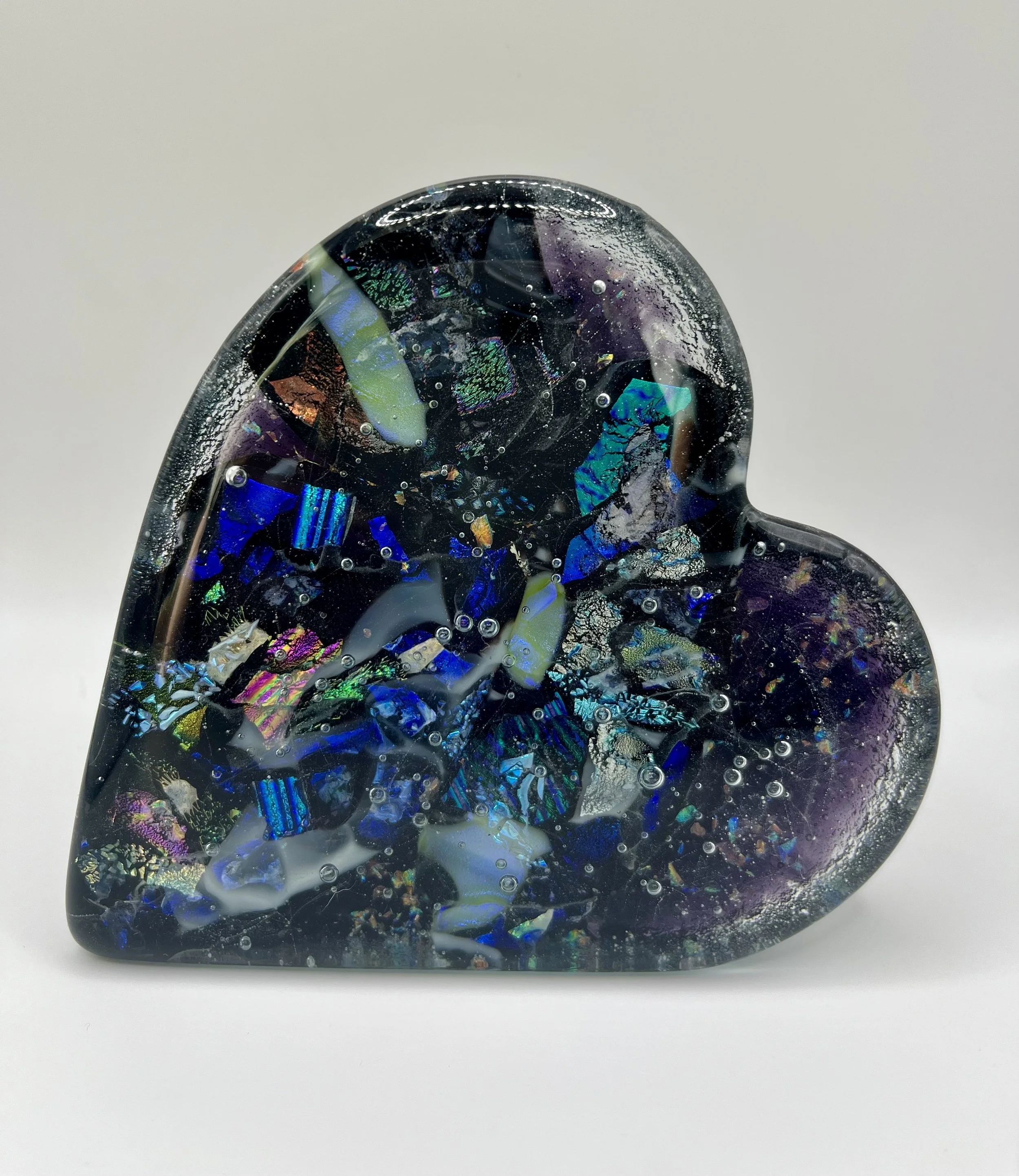 Large Handmade Dichroic Glass Heart Objet D'Art #5