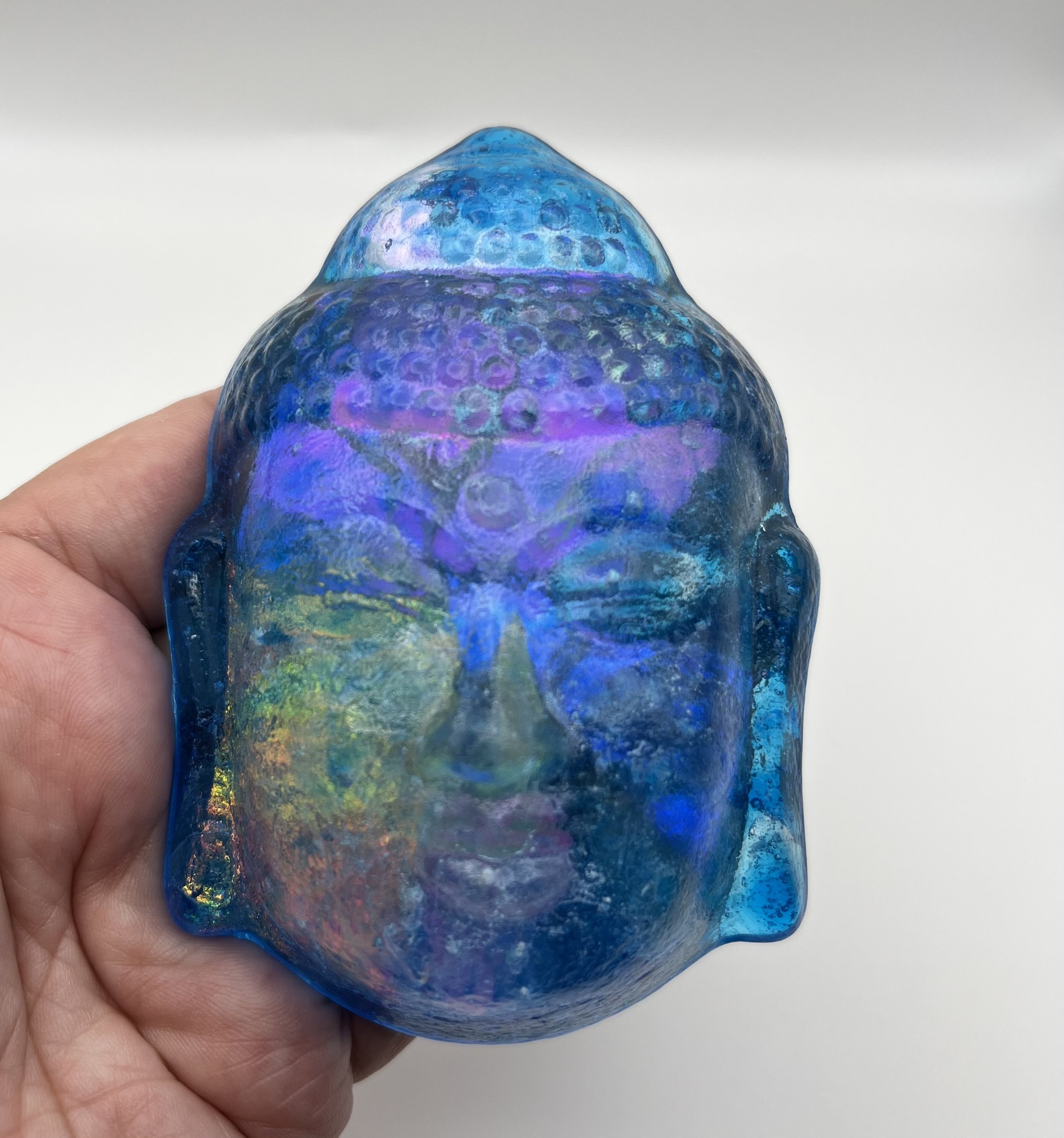 Dichroic Glass Buddha Face Objet d’Art #3