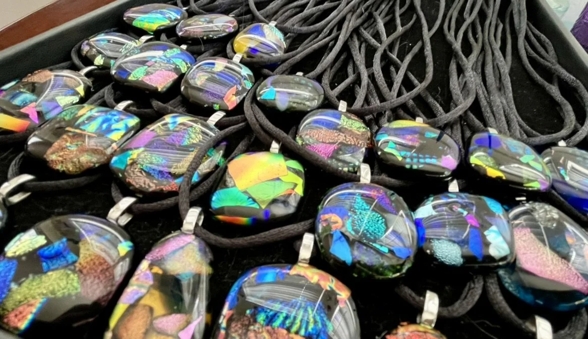 Handmade Dichroic Glass "Spirit Stone" Objet D'Art Pendants