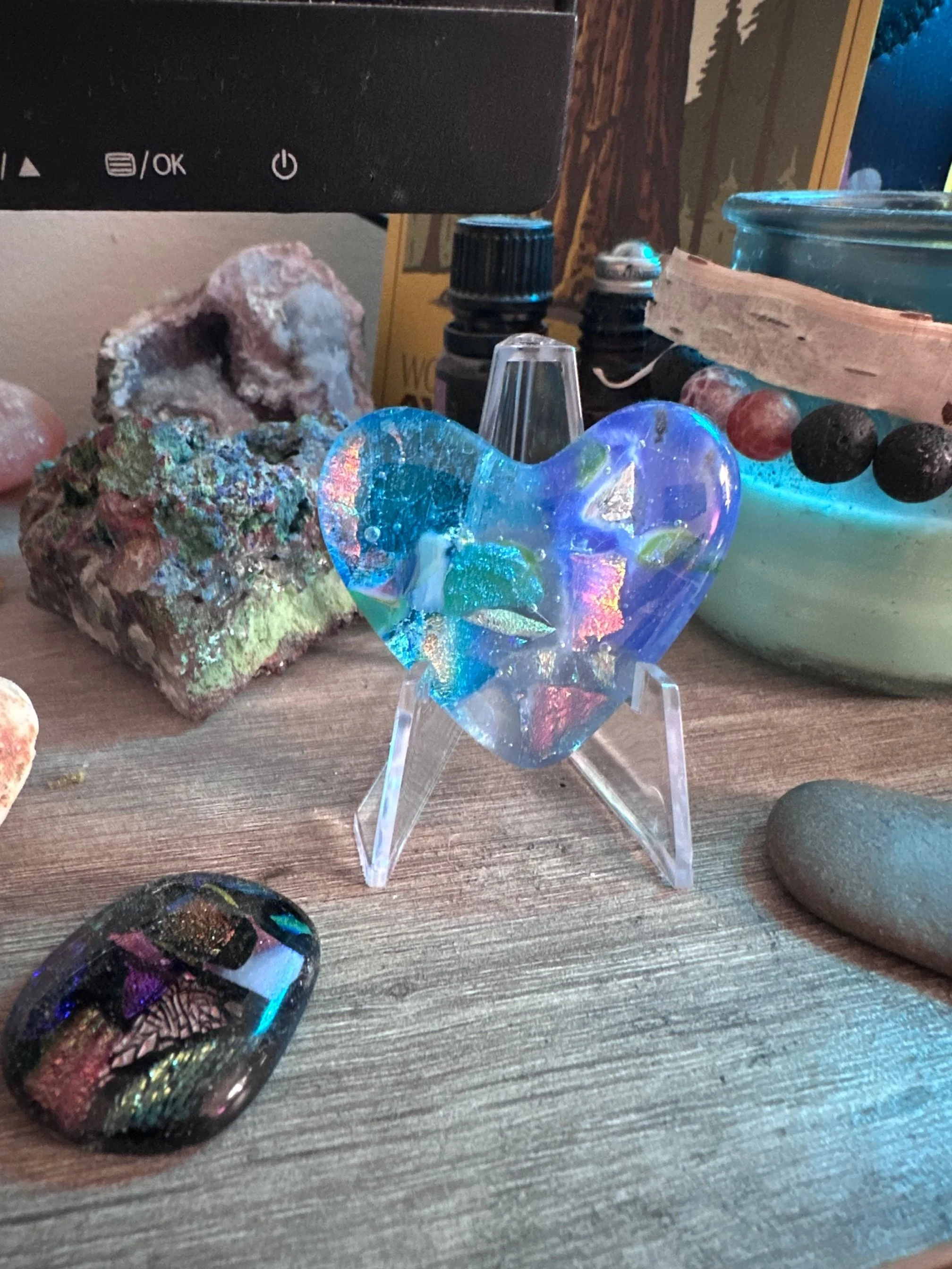 Handmade Dichroic Glass Heart Objet D'Art Keepsakes (2024 to present)