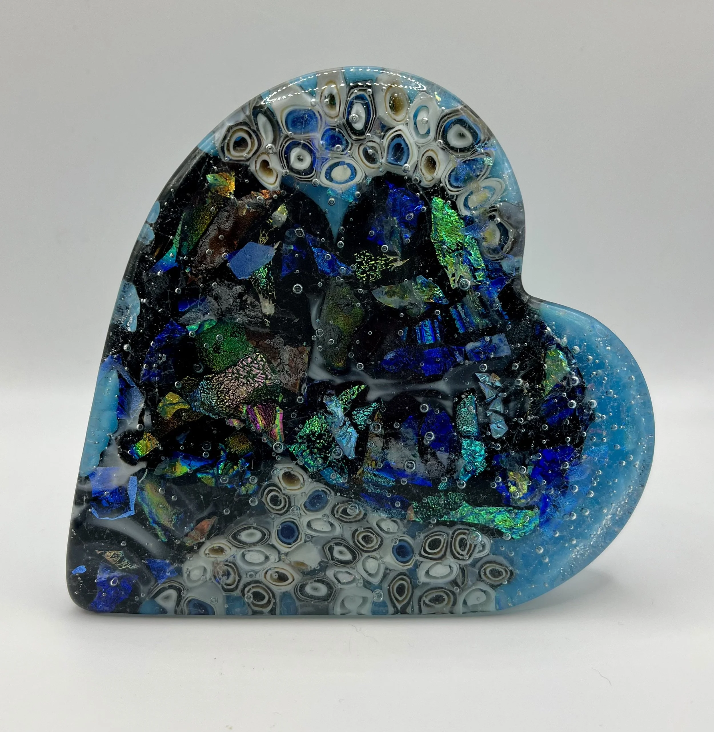 Large Handmade Dichroic Glass Heart Objet D'Art #8