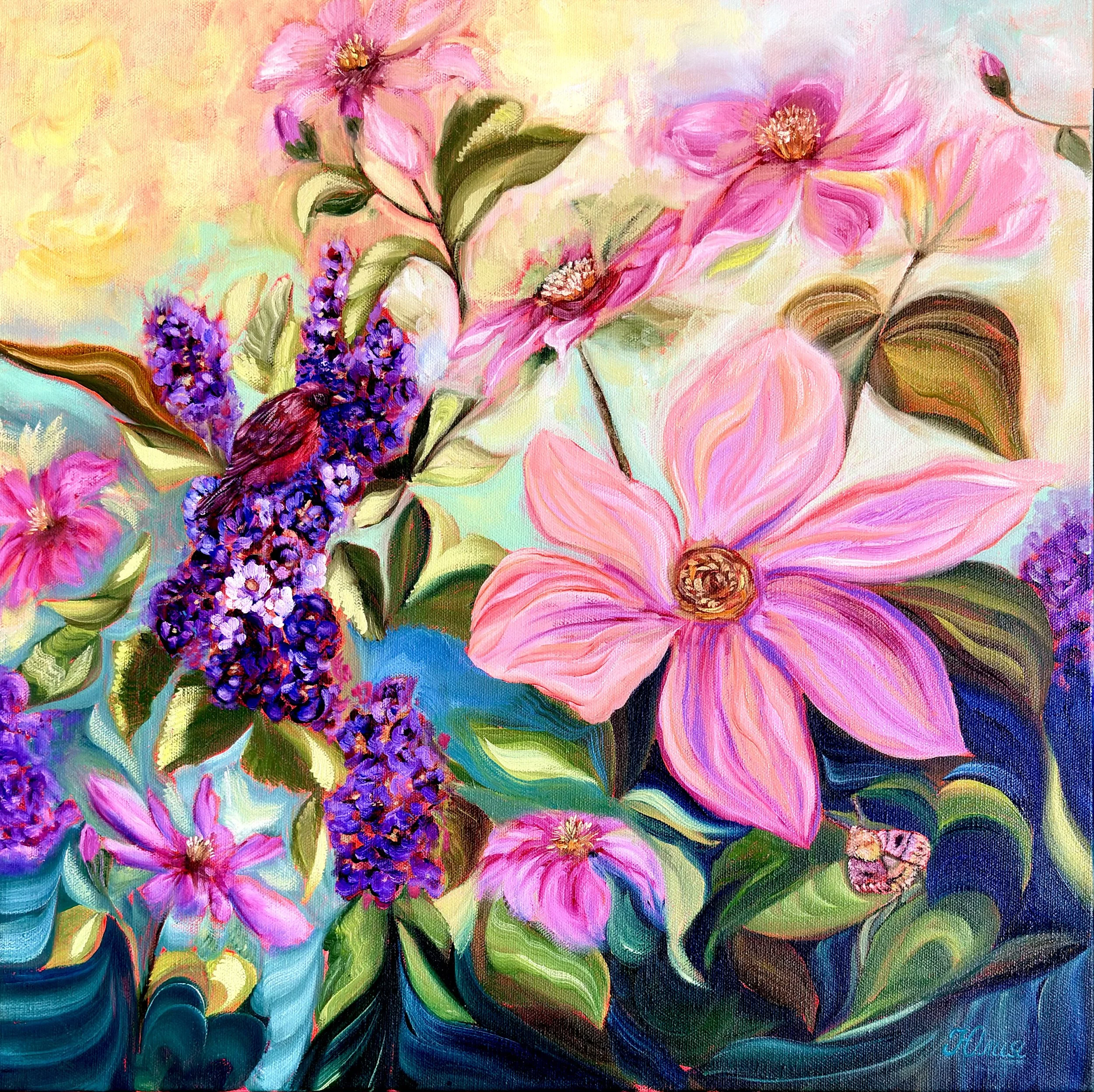 ‘’BLOOMING WHERE YOU ARE PLANTED’’  20inx20in