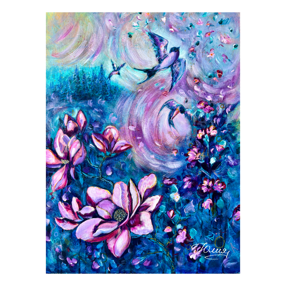 “WHERE PETALS MEET THE SKY”  18inx24in