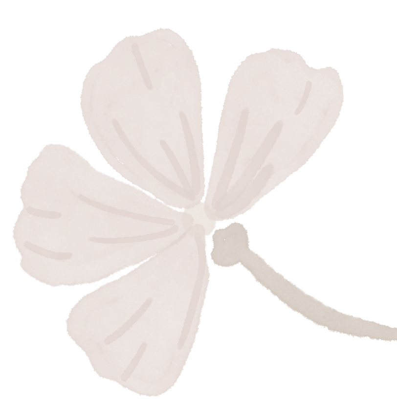 A white four-leaf clover with a yellow and purple background.