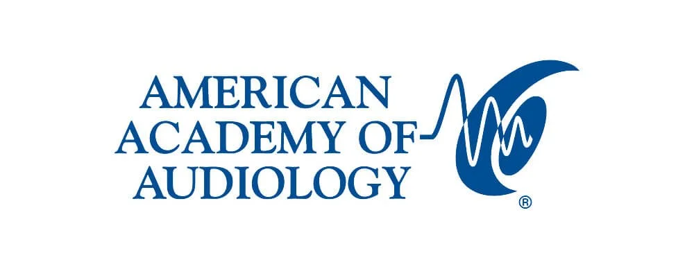Logo of the American Academy of Audiology, featuring an ear-shaped icon with sound wave lines inside.