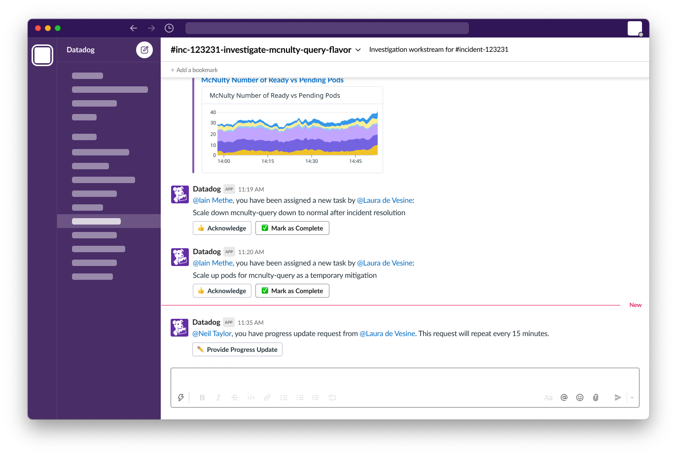 Exploring Slack-based incident actions