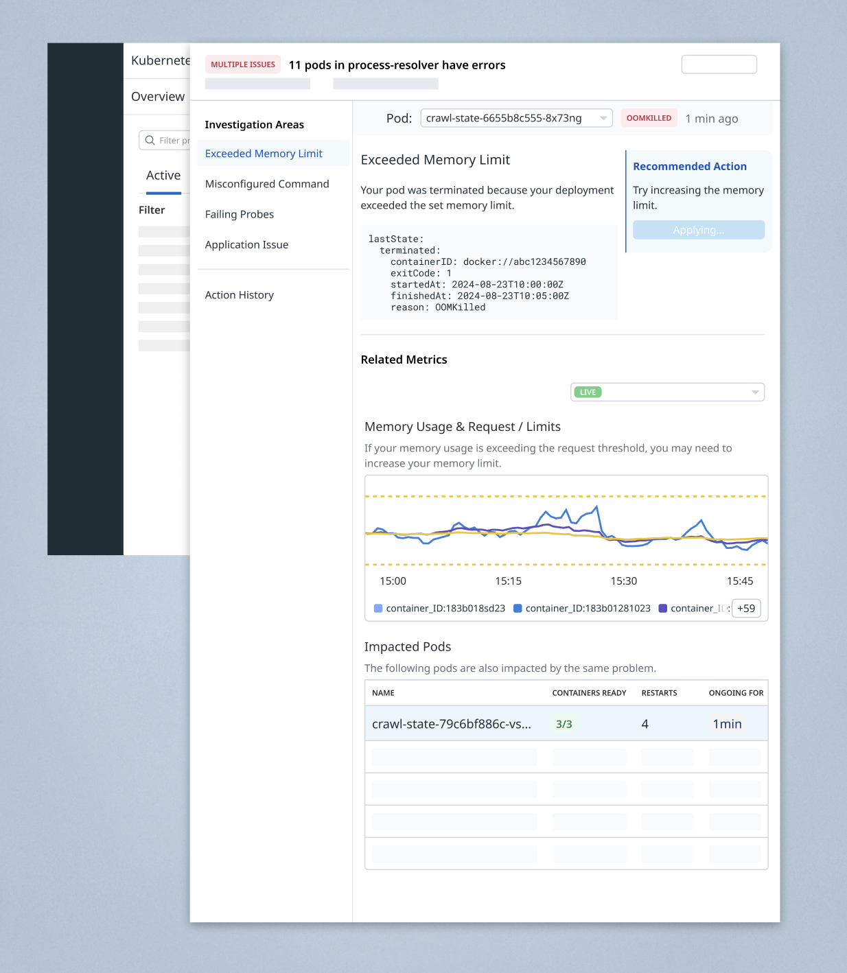 Explorations on how to display a Kubernetes problem and solution. There were some complexities on how to display multiple problems, multiple Pods.