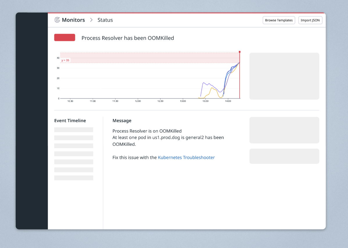 Showing how a Datadog monitor could link to the Kubernetes Remediation product
