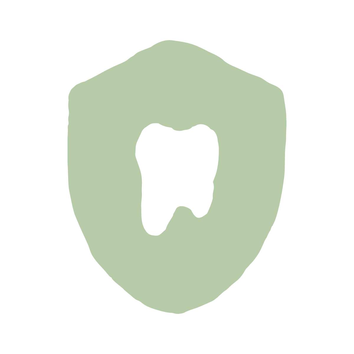 Simplified illustration of a shield and tooth in the center.