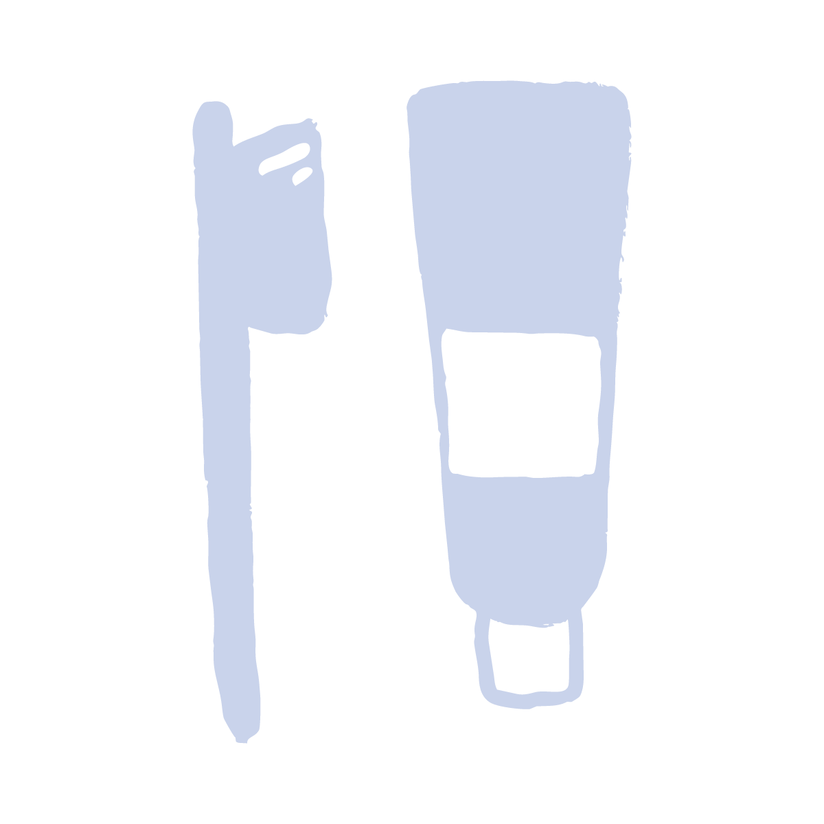 Silhouette of a toothpaste and tooth brush.