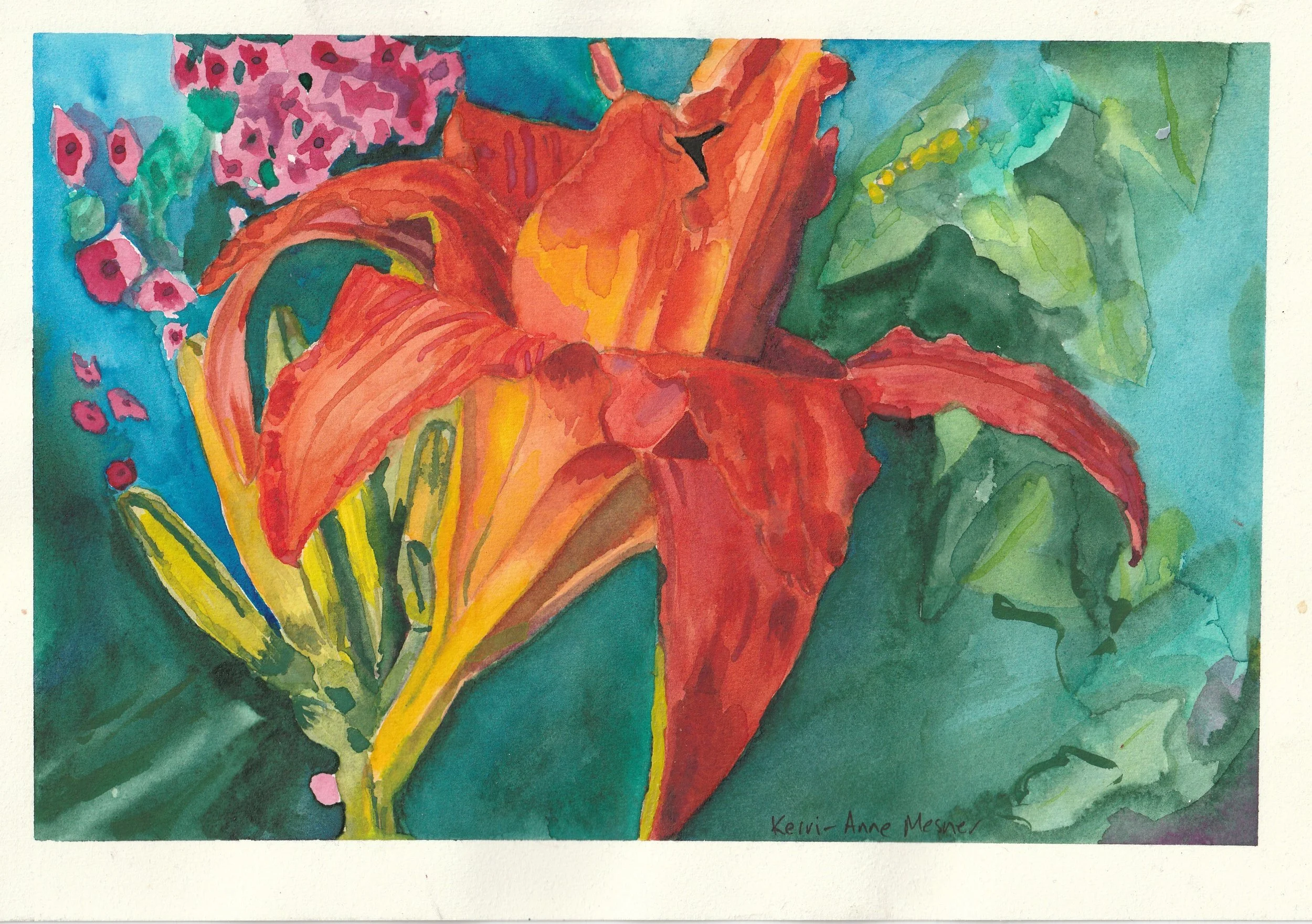 Watercolour. A4. Flower from Monet's garden