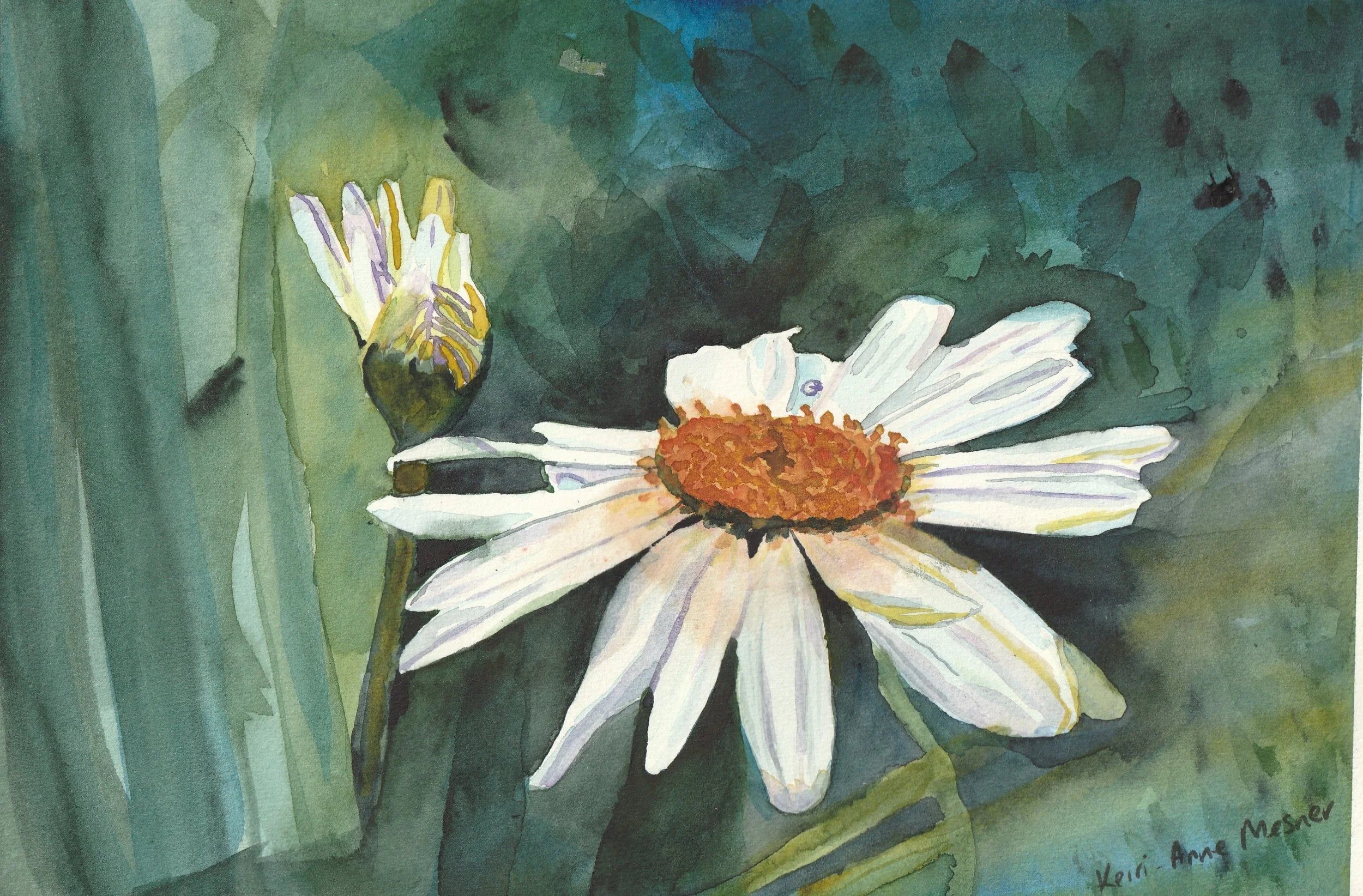 Watercolour on A4. White flower