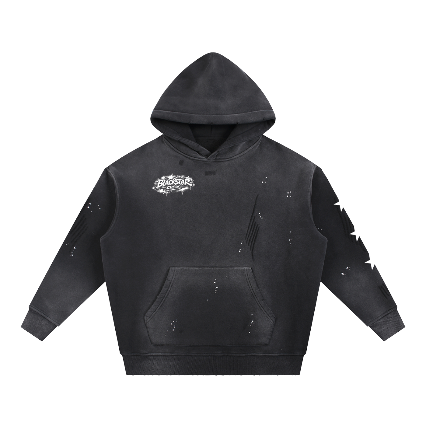 Vintage Washed Frayed Fleece Hoodie