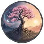 Kaizen Women's Group logo with blossoming tree against the split night-and-day sky.