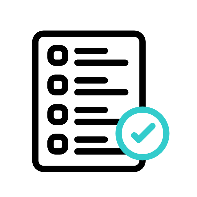 Checklist or survey with a checkmark icon indicating completion or approval.