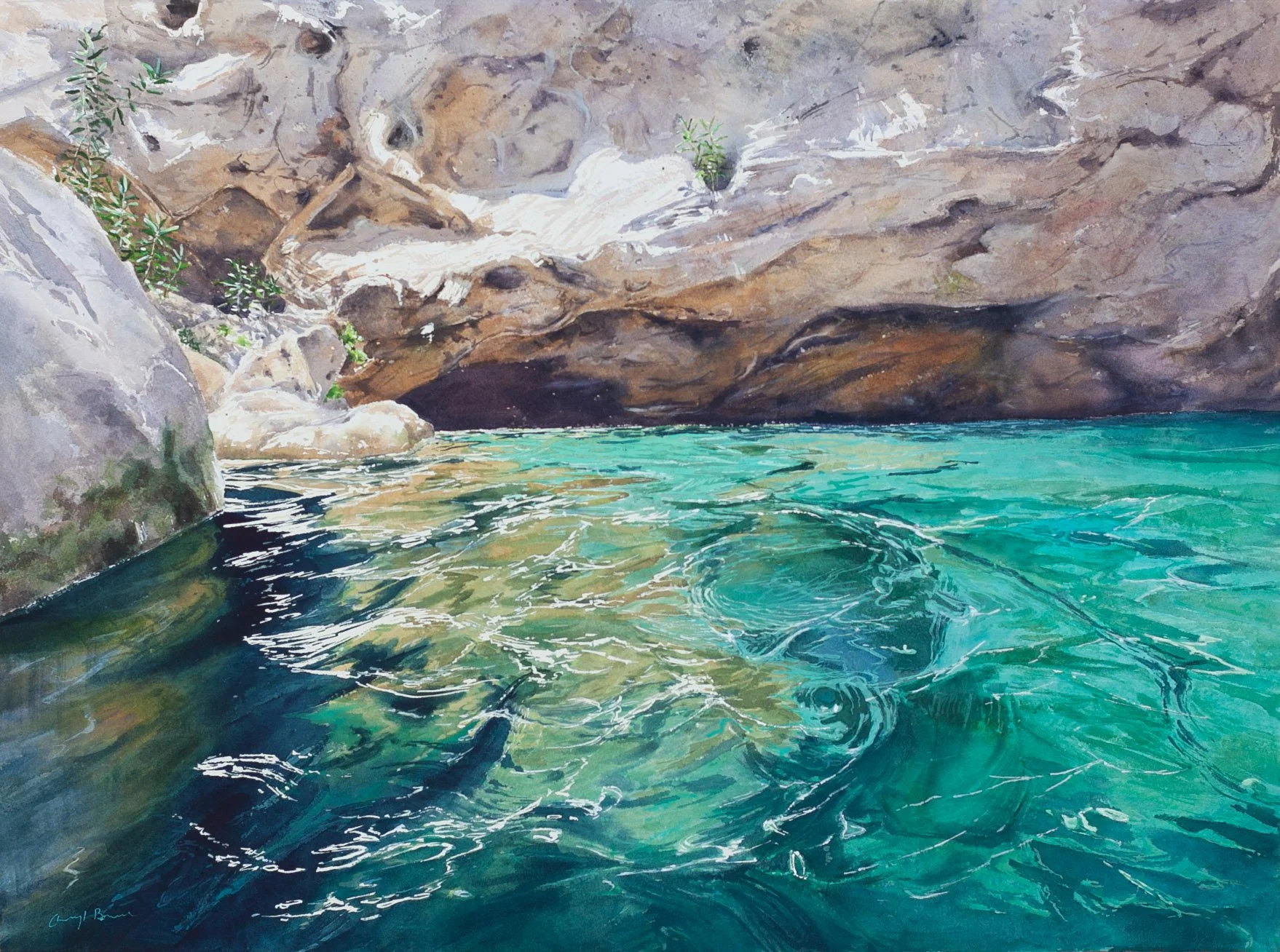 Cheryl Bruce Secrets of the River, Watercolour, 93 x 75cm.jpg