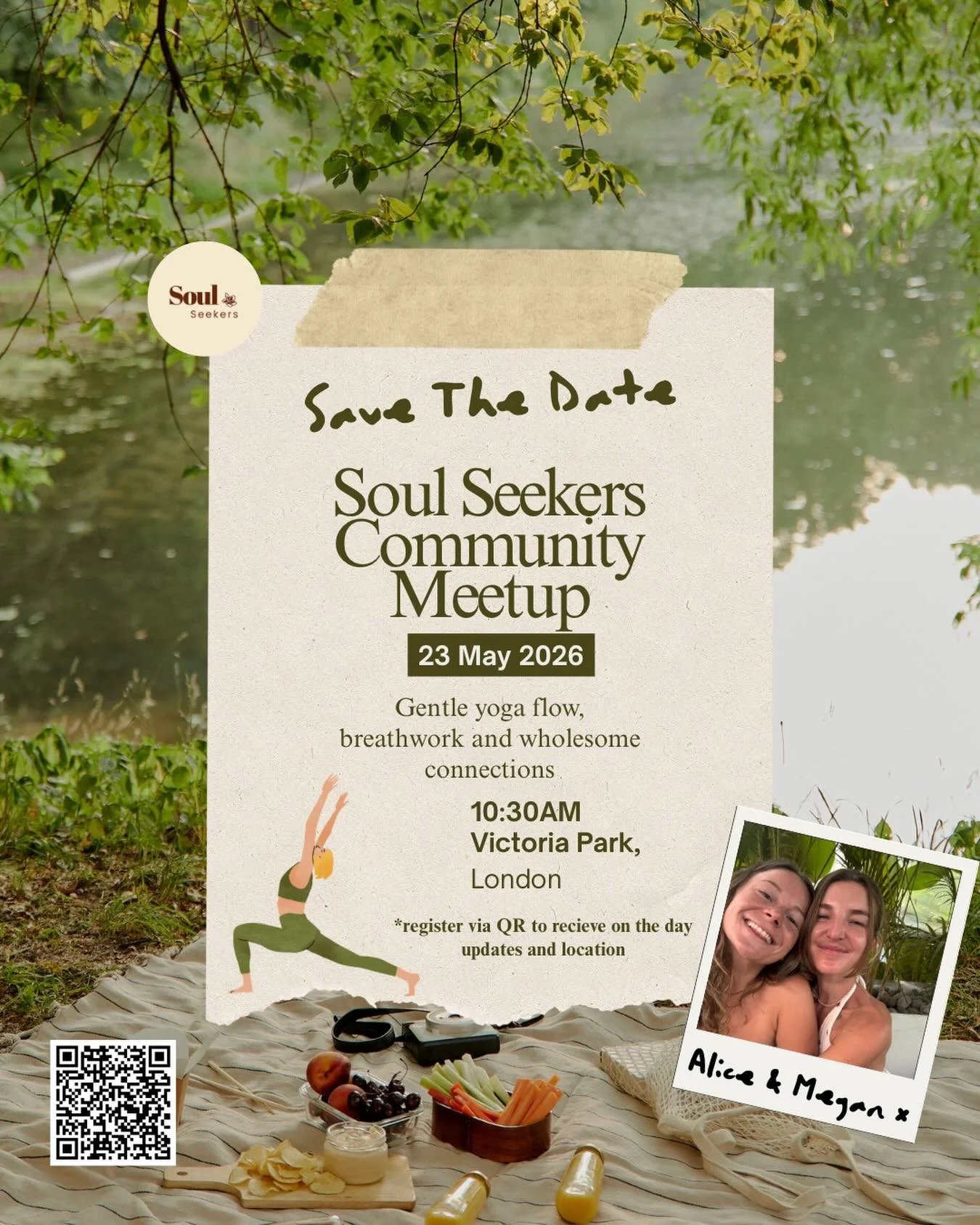 To say we are excited is an understatement! 

We are both back in the UK for summer and literally days later we want to meet you all! There really is NOTHING like in person connection!

Come join us for some gentle yoga and breathwork - all levels we