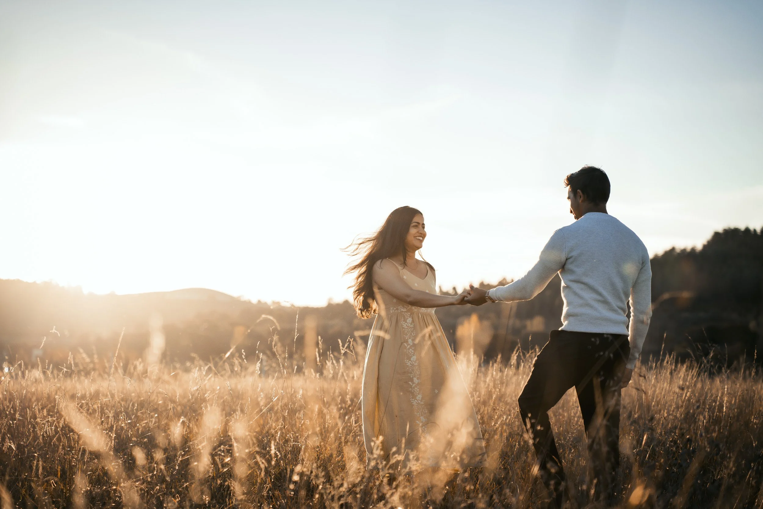 Romantic couple photography session at sunset in Canberra