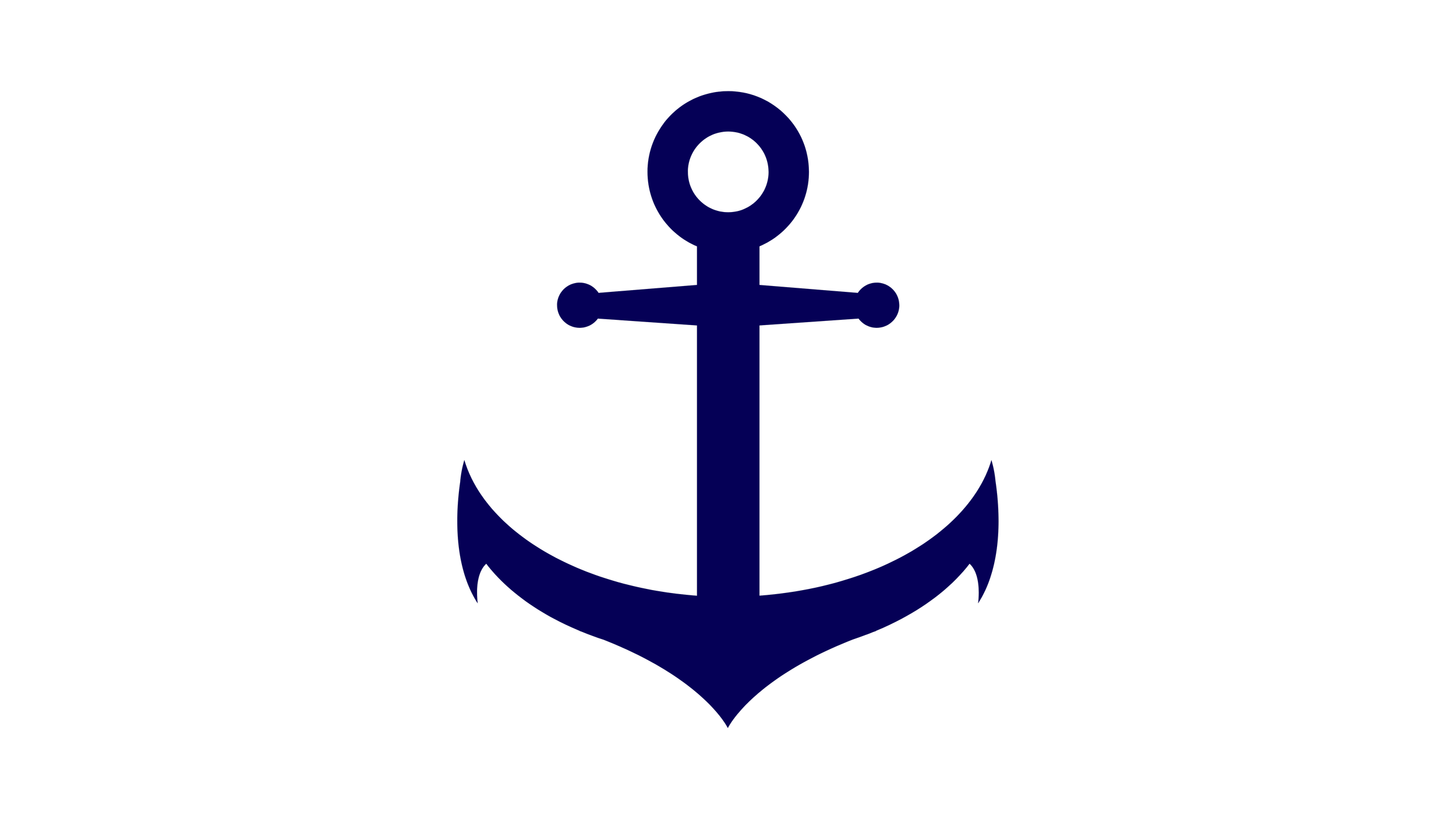Ein blauer Anker auf schwarzem Hintergrund.