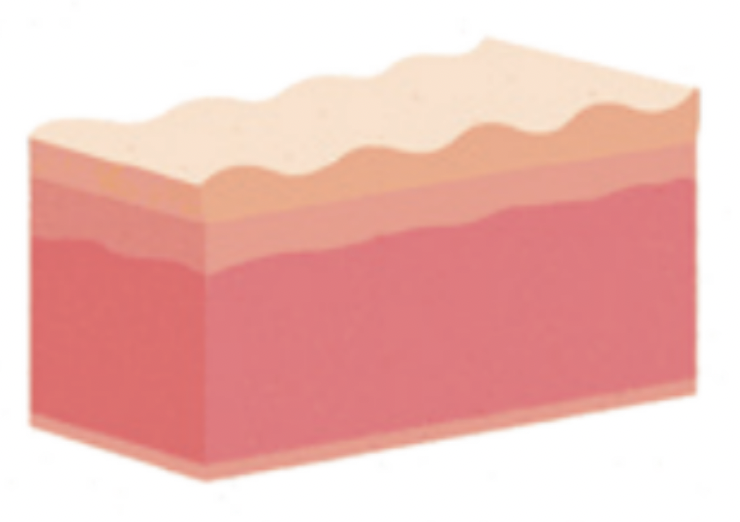 Cross-section of layered cake with pink and white icing