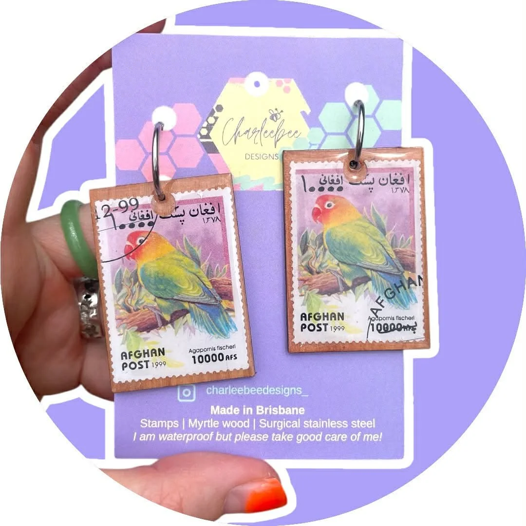 Wooden stamp earrings- large