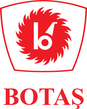 Kırmızı ve siyah arka plan üzerinde, ortada kırmızı ve siyah renkte, kıvırcık saç görünümünde dev bir 'b' harfi ile çevrili dekoratif bir logo. Altında 'BOTAS' yazısı kırmızı renkte.