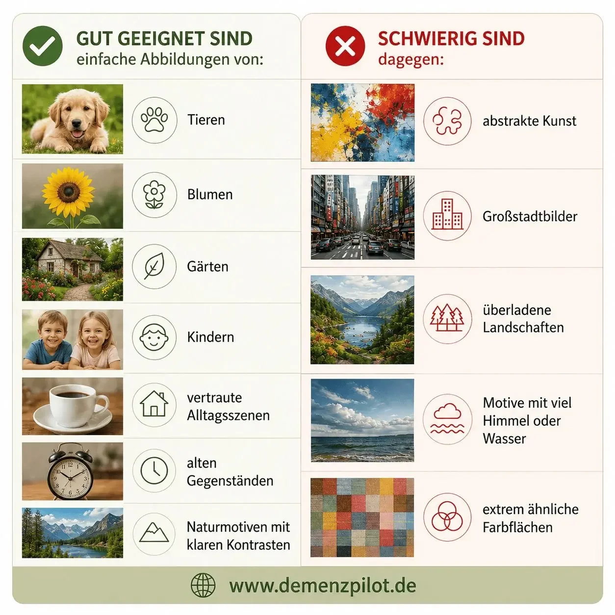 Geeignete und ungeeignete Puzzle für Demenzkranke