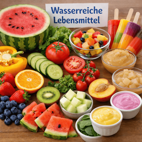 Sammlung wasserreicher LEbensmittel für Demenzerkrankte für die Flüssigkeitszufuhr