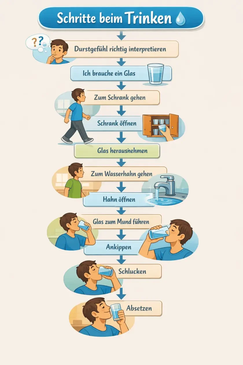Infografik: Erforderliche Schritte beim Trinken