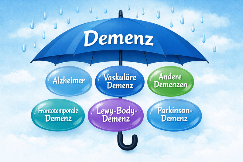 Übersicht der Demenzarten unter dem Schirm Demenz - Demenzpilot