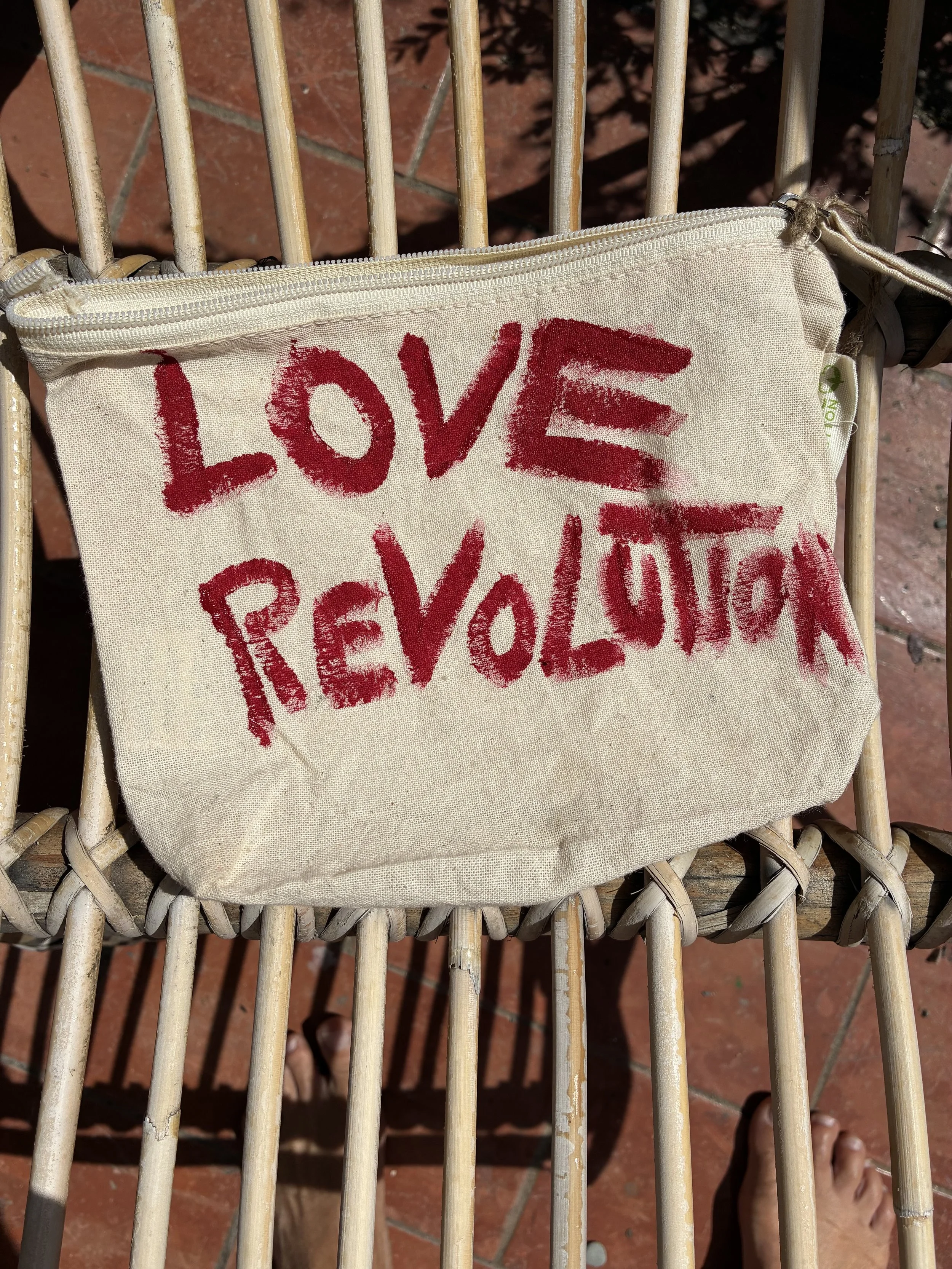 Hand painted love revolution pouch