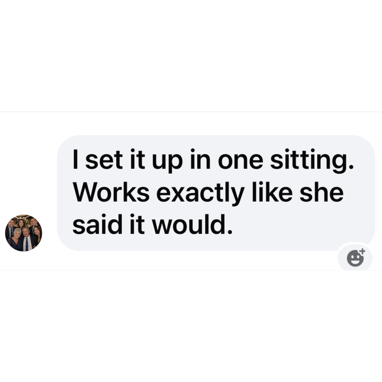 A buyer set it up in one sitting and it works exactly as promised
