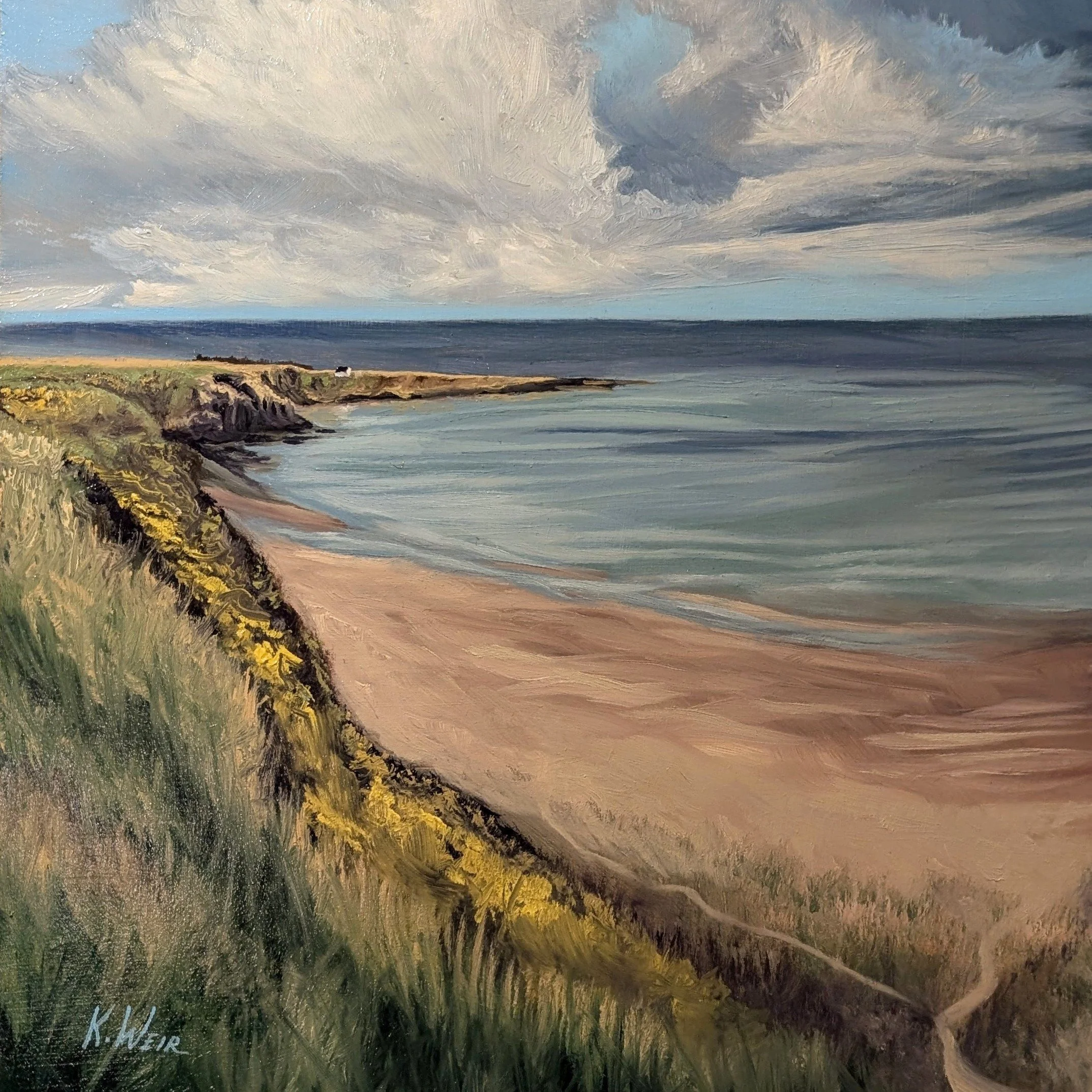 St Cyrus' - Oil on board, 30x30cm. 
