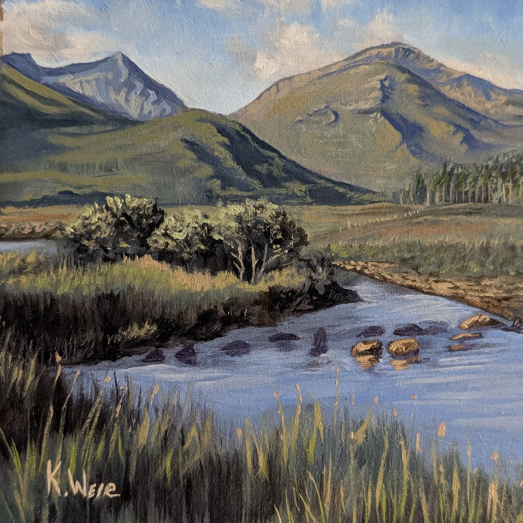 A view from Strathan', Loch Arkaig, Scotland - 15cm x 15cm, oil on board.