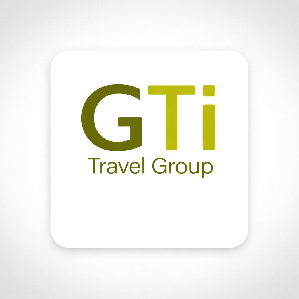 Green and yellow logo for GTI Travel Group on a white background.