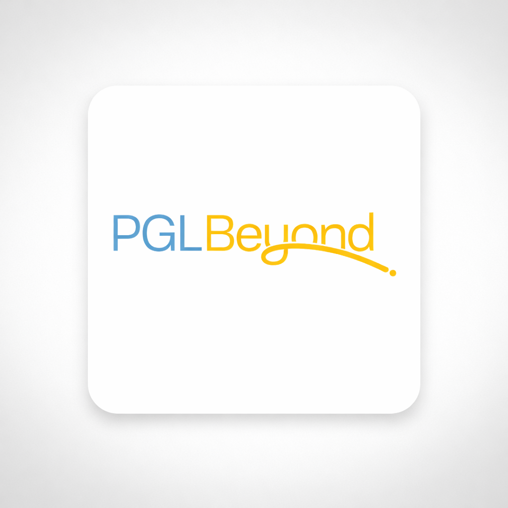 Logo with the words 'PGL Beyond', 'PGL' in blue and 'Beyond' in yellow, with a handwritten underline in yellow.