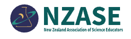 Logo of the New Zealand Association of Science Educators (NZASE) featuring a stylized globe with a star and ascending line
